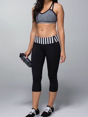 lululemon Water Bound Crop legging black colorway black and white apex stripe